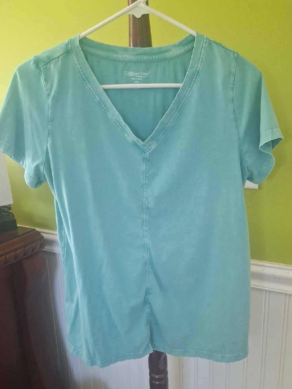 Coldwater Creek Aqua V-Neck Tee